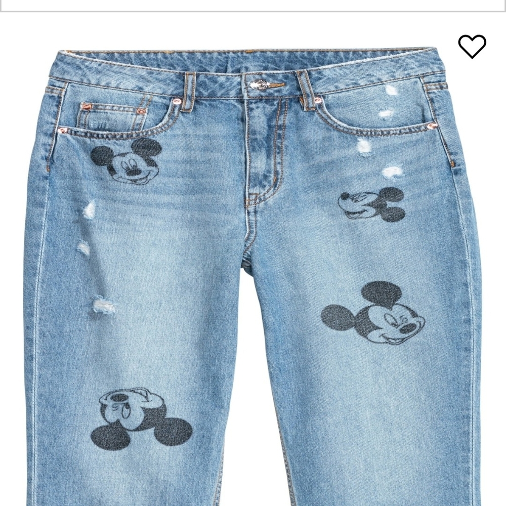 H&M Blue Straight Leg Jeans with Playful Design